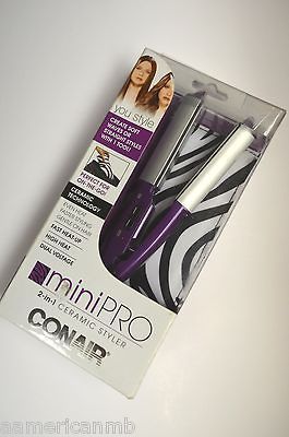 Conair Mini PRO 2in1 Ceramic Styler Curling Straightening Iron Travel