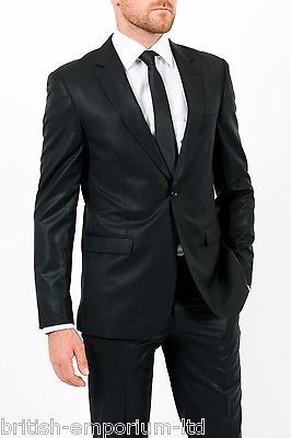 BNWOT French Connection Black 1SB SLIM FIT 3 PIECE Chinz Suit Uk34R