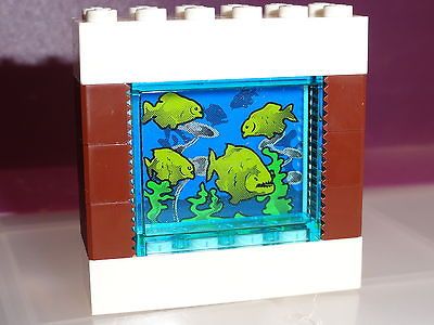 Aquarium CUSTOM fish in a glass trans blue tank 2x6 brick AB