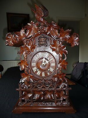 LARGE ANTIQUE BLACK FOREST MANTEL CLOCK, 19th Century