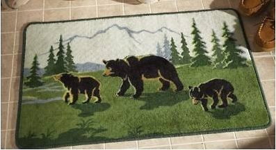 Bear Family Cabin Lodge Bathroom Decor Bath Shower Rug Floor Door Mat