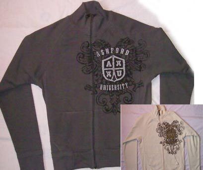 Mens Ashford University Crest Asphalt & Cream Camp David Full Zip