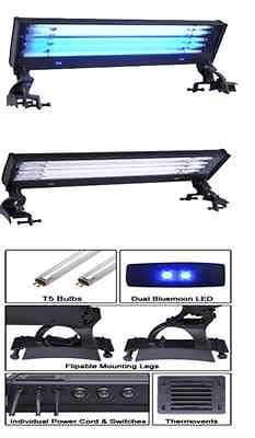 72 Aquarium Light 4x 80 T5 HO Reef LED Hood w/ Lunars Moonlights