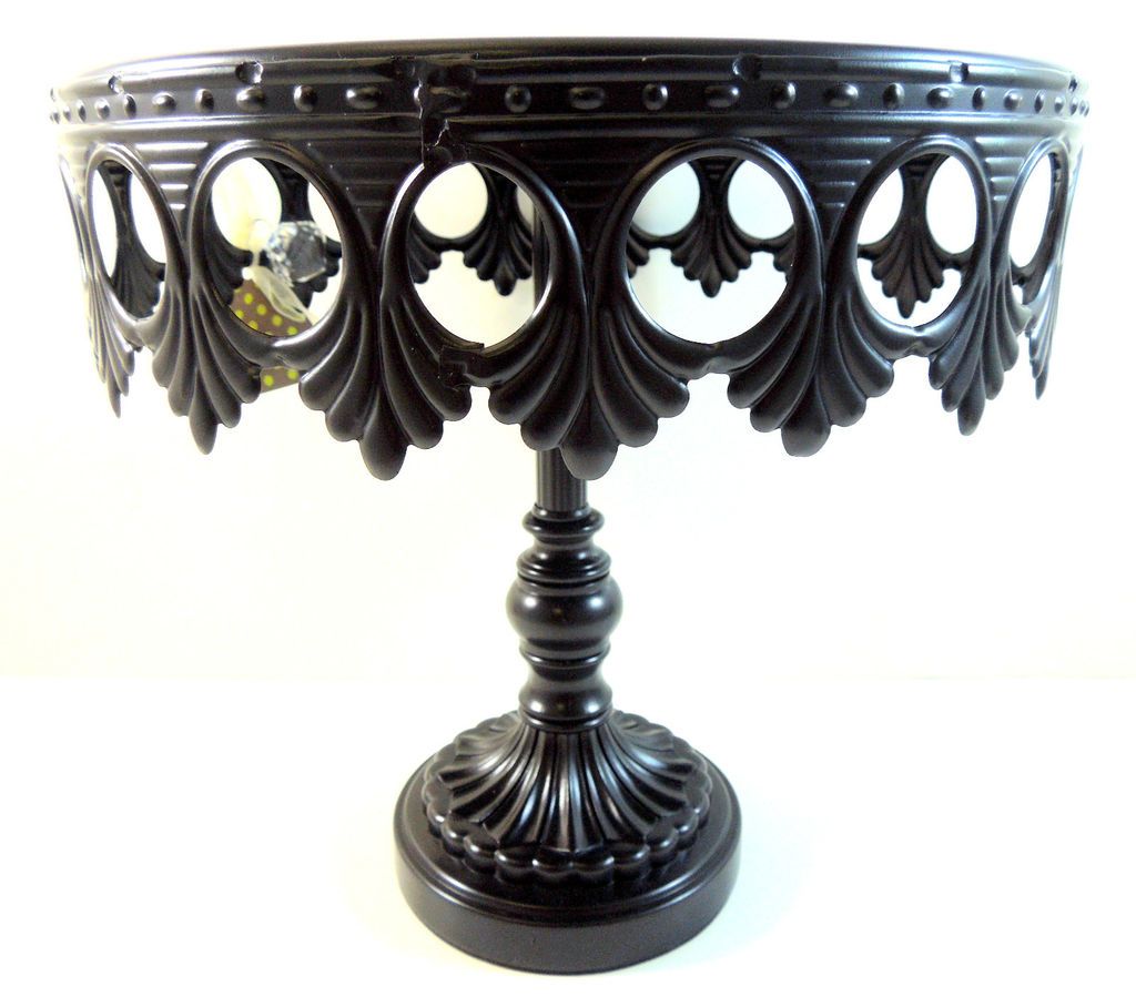 10 BLACK FLORAL LEAF CAKE PEDESTAL CUPCAKE STAND WEDDING OPULENT