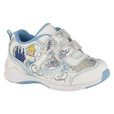 Toddler girl silver blue white Disney Princess Cinderella velcro shoe