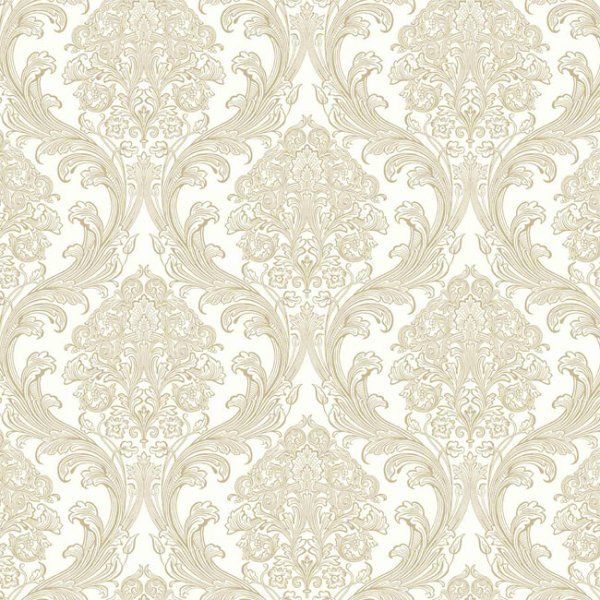 Dramatic Damask in Iridescent Silver & Gold Wallpaper