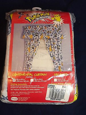 Pokemon Curtain Panels 80 x 63 Fabric Pikachu NEW