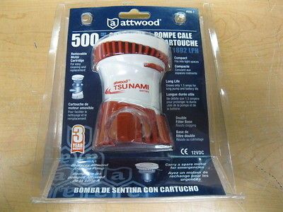 ATTWOOD BILGE PUMP 500 GPH TSUNAMI SERIES CARTRIDGE BASS BOAT RANGER