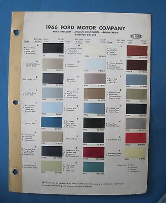 1966 Ford Dupont Exterior Colors Paint Chip On Popscreen