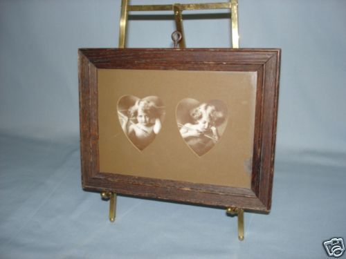 CUPID AWAKE, CUPID ASLEEP DOUBLE PICTURE OAK FRAME