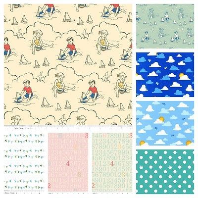 KIDS Boys Girls Fabric Fat Quarter FQ Animal Cars Riley Blake Blue