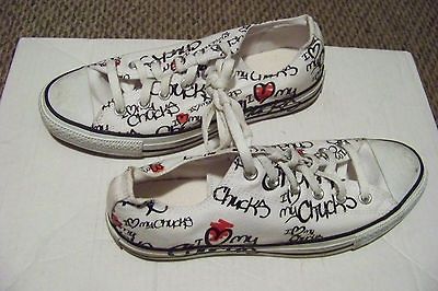 converse all star white i love my chucks printed tennis shoes mens 8