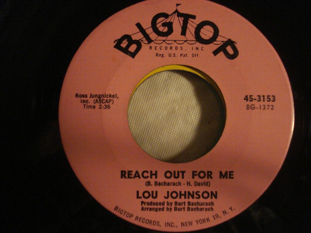 LOU JOHNSON Bacharach Reach Out For Me b/w Magic Potion BIG TOP