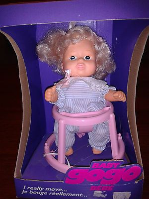 VINTAGE BABY GOGO GO GO DOLL 8 WITH WALKER BATTERY OPERATED NIB GRAND