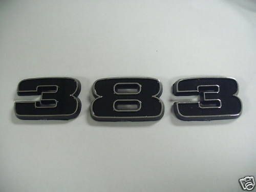 NEW 383 EMBLEMS MOPAR CHEVY STROKER   BLACK