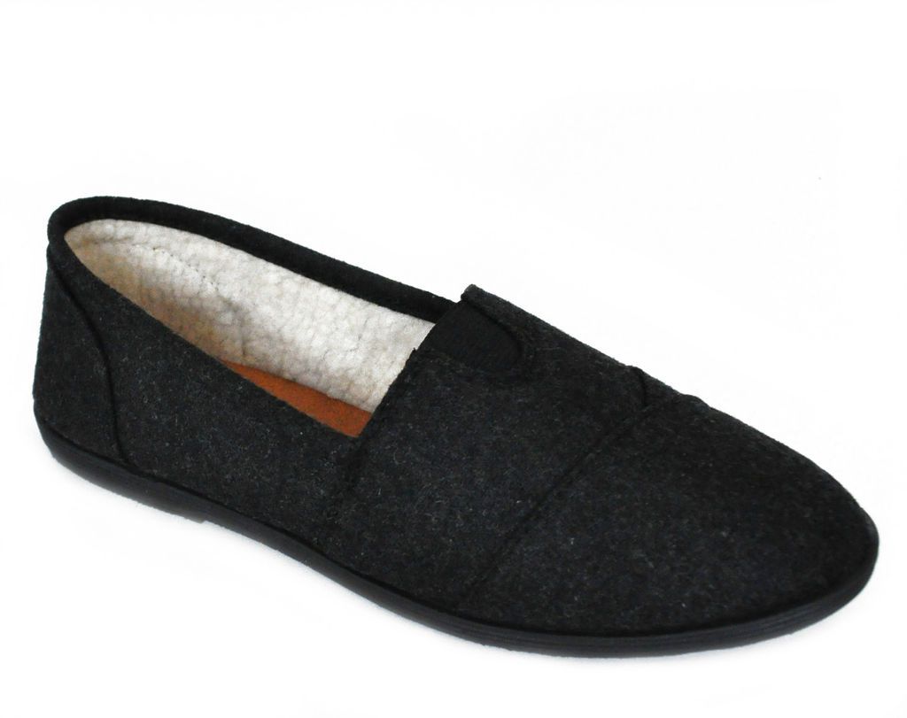 New Soda Object Casual Grey Felt w/ Faux Fur Lining Slip On Flats