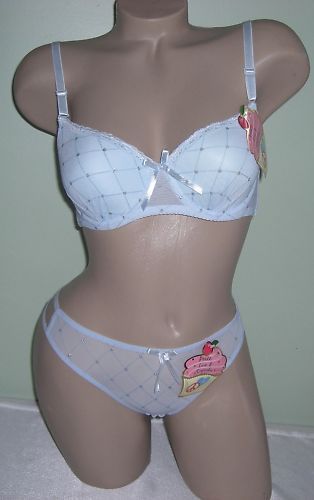 Super Cute UW Demi Bra & Thong Set~ 32B 34B 36B 36C