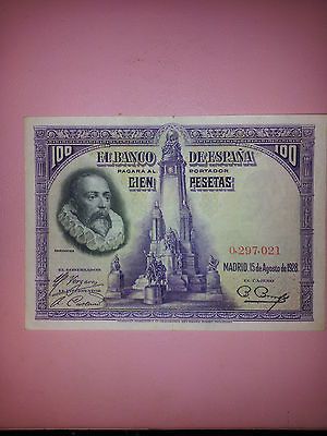 100 PESETAS. 1928. EL BANCO DE ESPANA. UNC. VERY CLEAN, RARE