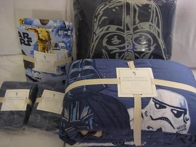 Pottery Barn Kids Star Wars Darth Vader &Stormmtrooper Full Quilt+Sham