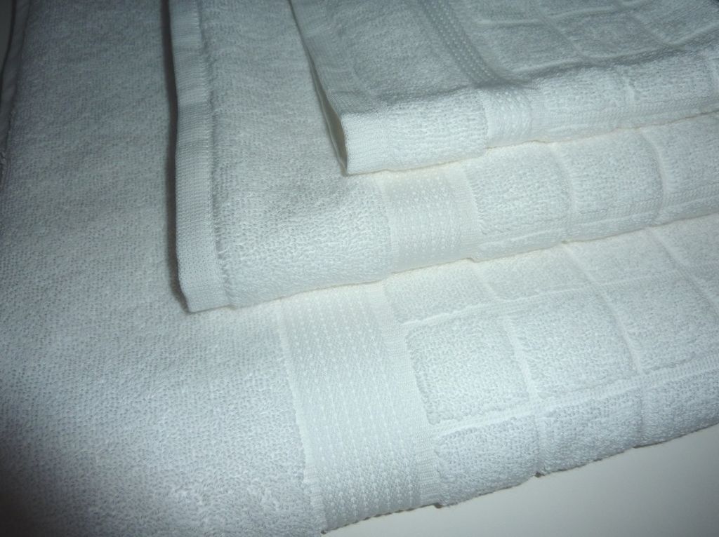 KLEIN WHITE HIGH QUALITY 3PC SET BATH TOWEL, HAND TOWEL, WASHCLOTH