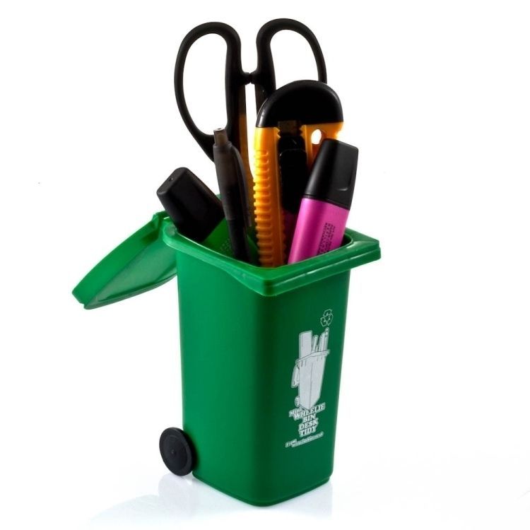 Wheelie Bin Desk Tidy Mini Desktop Organiser Stationery Pen Pot Holder