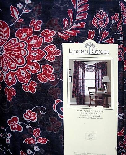 Linden Street JACOBEAN Print Sheer SCARF  Blue Red NIP*