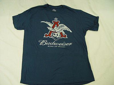Eagle Budweiser King of Beers Light Navy T Shirt Anheuser Busch Retro