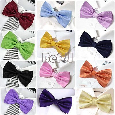 New Mens Classic Bowtie Grid Polyester Neckwear Adjustable Wedding