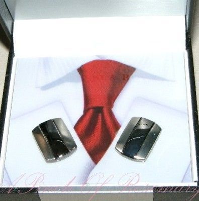 Geoffrey Beene Silver & Gunmetal Contemporary Cufflinks