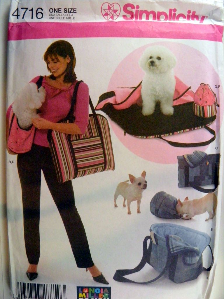 Sewing Pattern Pet Carrier & Accessories Bed tote Dog Treat Bag DIY