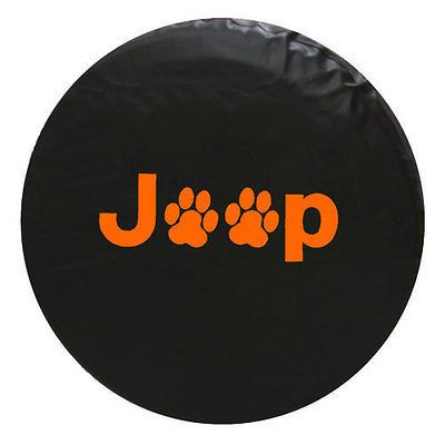Jeep Spare Tire Cover Paw Print ( Fits 32 x 11.5 inch tire)   Orange