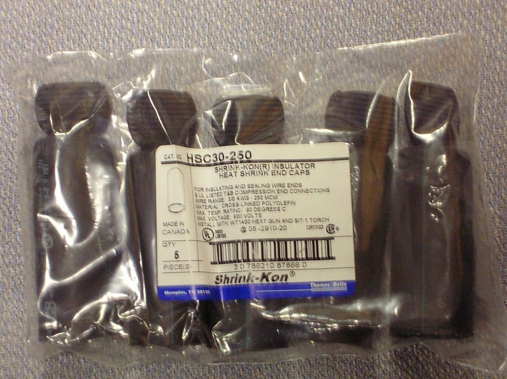 Thomas & Betts Shrink Kon Insulator Heat Shrink End Caps HSC30 250 Qty