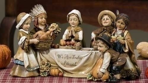 We Are Truly Blessed Children At Thanksgiving Table Figurine/Cente