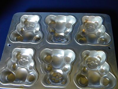Bear Teddy Bear 3D Tin Cake Pan 6 Bear Molds Christmas Holiday Bear