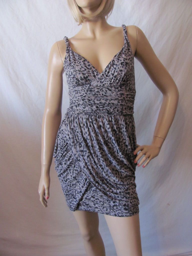 Womens Mini Knit Sleeveless V Neck Rouched Evening Betsy Dress Large