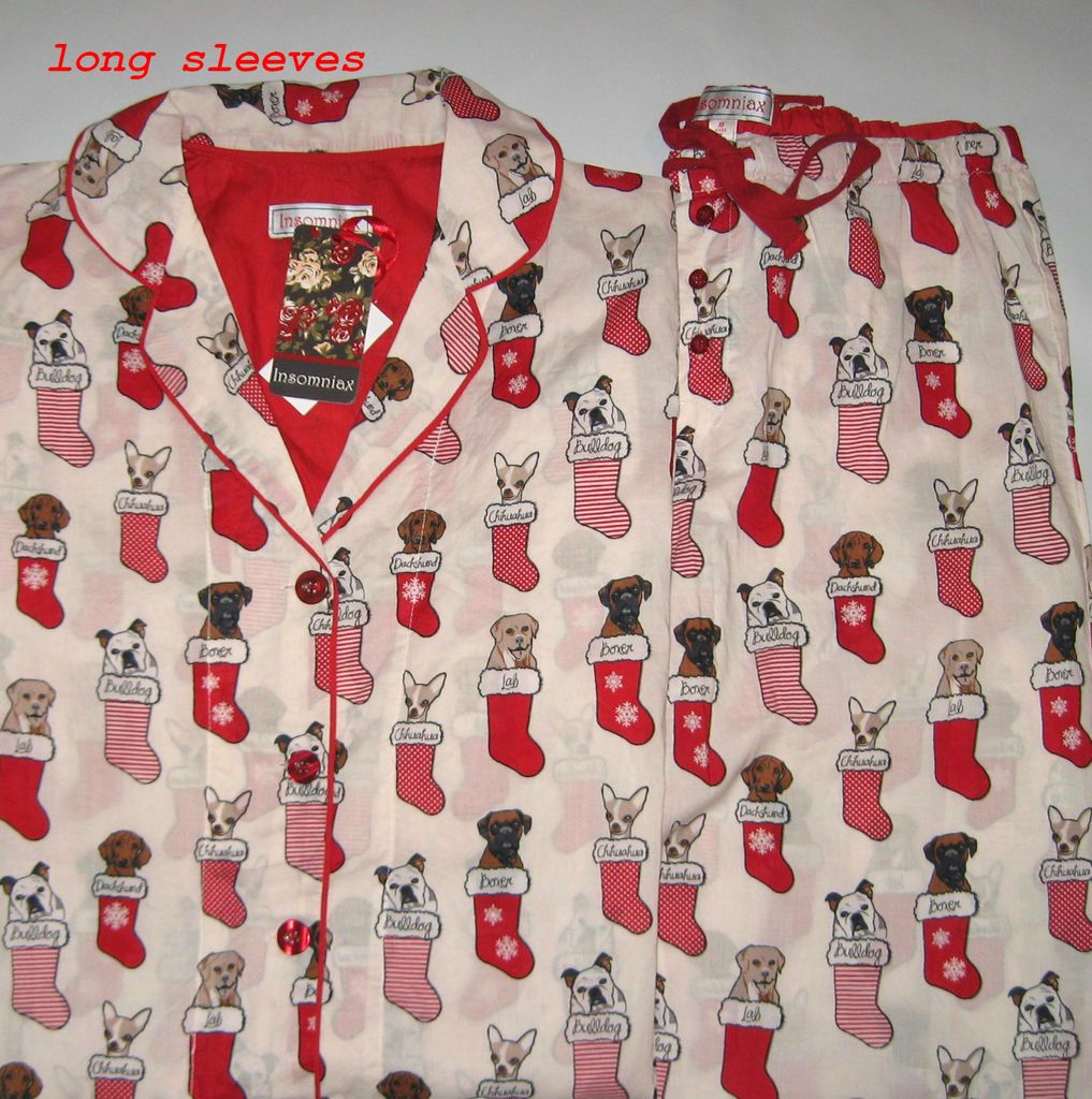 Womens Christmas Dog Pajamas Chihuahua Boxer by Insomniax Size S M L