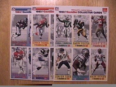 1993 MCDONALDS GAMEDAY COMPLETE NFL FOOTBALL TEAM SET   87 SHEETS all