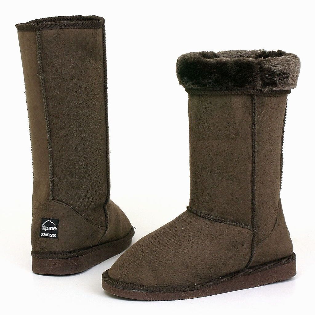 Womens Boots 12 Australian Classic Tall Faux Shearling Sheepskin Fur