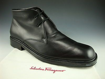 FERRAGAMO sz 9 BRANDON LACE UP ANKLE BOOT UH39798 MENS BLACK FITS US 9