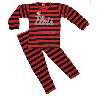 NEW STARDUST KIDS ROCKS CLOTHES ELVIS LOGO STRIPY PYJAMAS (RD/Bk)