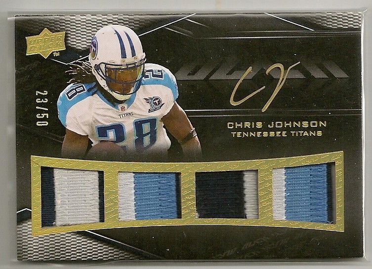 Chris Johnson 2009 UD Black Quad 3 color GU Patch Auto/50 GOLD Ink