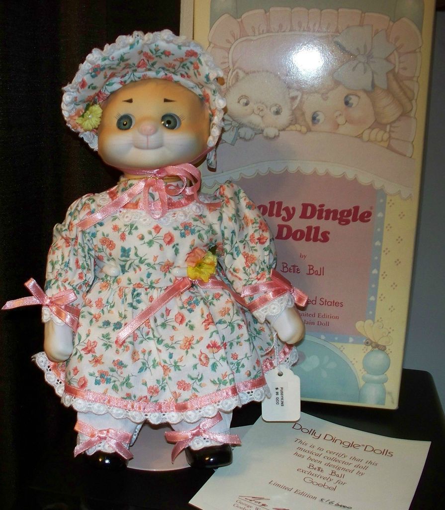 MIB COA GOEBEL DOLLY DINGLE BETTE BALL CAT PUSSYKINS DOLL LE MUSICAL