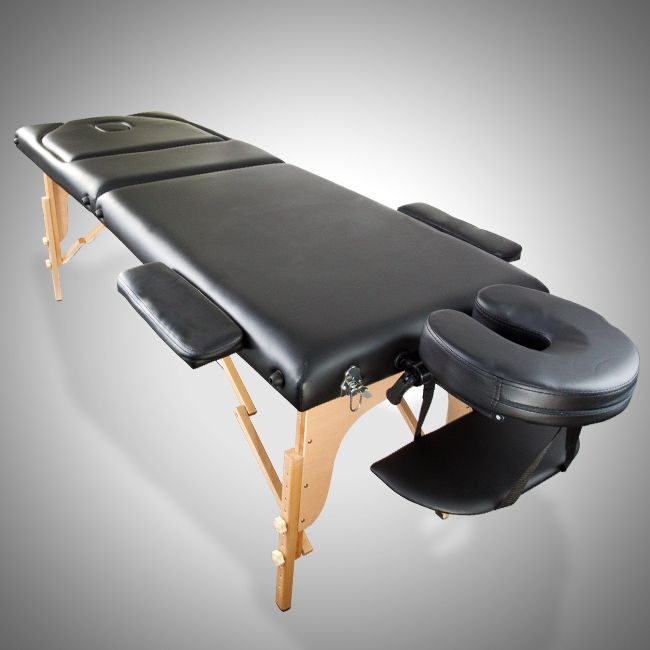 Black PU Portable Massage Incline Table Carry Case Spa Tattoo Therapy