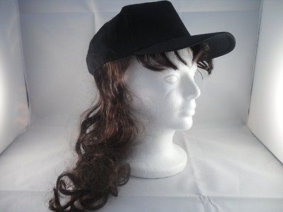 Mens Adult Billy Bob Hillbilly Black Baseball Hat W/ Long Brown