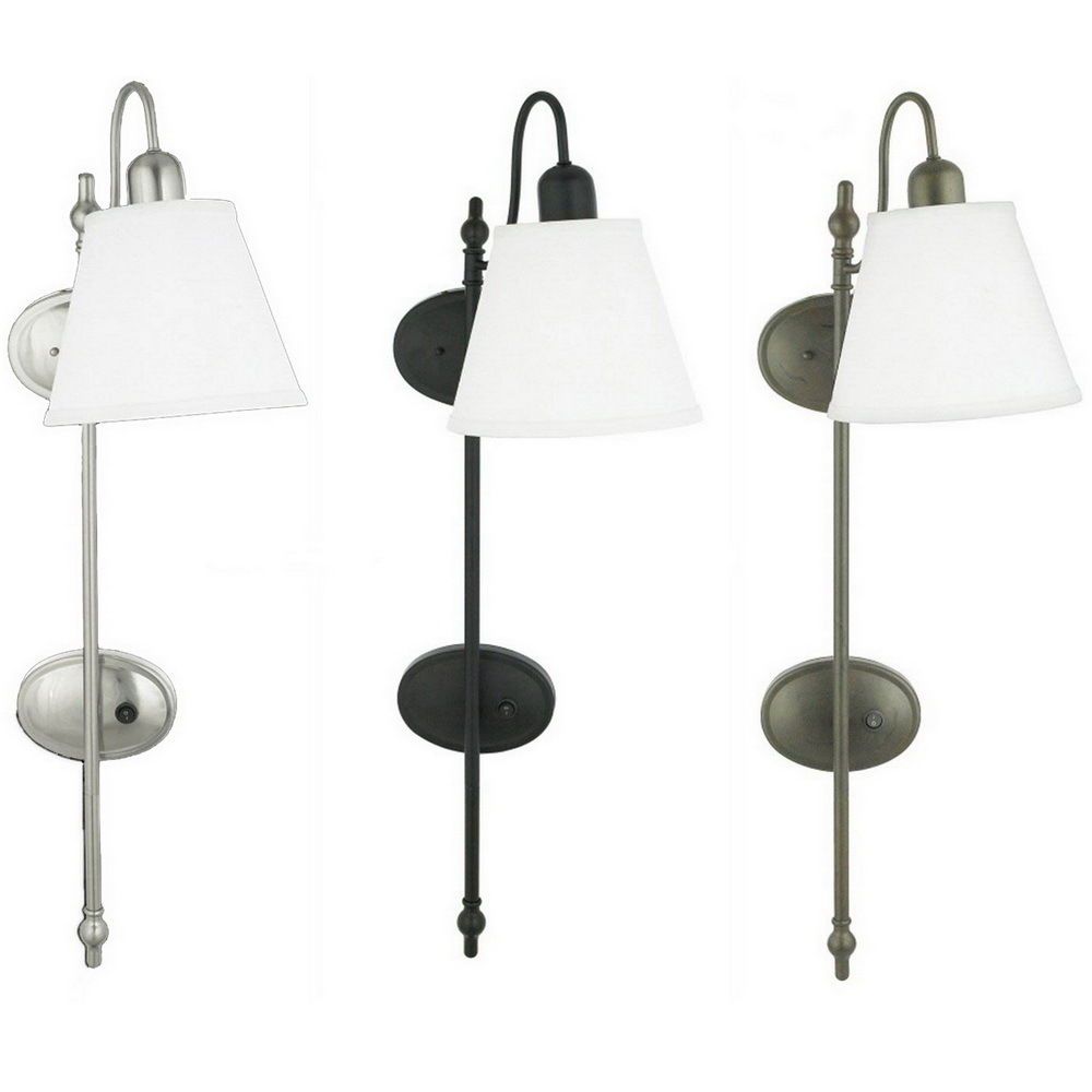 Brushed Nickel Or Black Or Bronze Plug In Or Direct Wire Wall Light