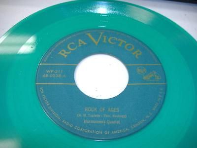 Black Gospel Green Vinyl 45 HARMONEERS QUARTET Rock Of Ages on RCA