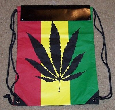 RASTA Leaf Yellow/Red/Gre en Nylon BACK SACK Book Bag Back Pack