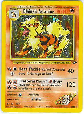 Blaines Arcanine 1/132 Gym Challenge Unlimited HOLO MINT Pokemon