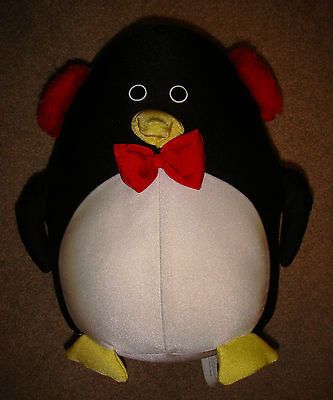 Mizu Microbead Pillow Plush Penguin w/Green & Red Ear Muffs 10