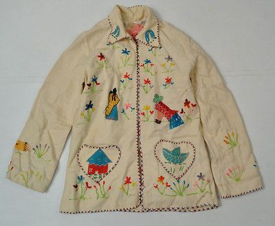 SAM VINTAGE 40s Mexican Mariachi Dancers Wool Felt Jacket Off White